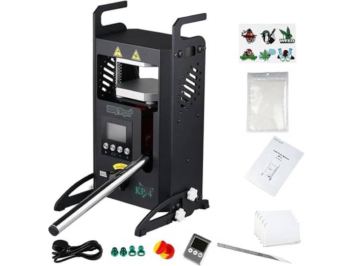 LTQ Vapor 4 Tonnen Rosin Presse,Hitze Presse Maschine 700W mit Dual 4x4 Zoll Heizplatten,Digitale Temperaturregelung Präzise Druckmessgerät & LCD Zeit Temp Controller
