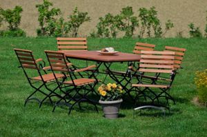 MERXXHANDELS Schlossgarten Set 7tlg 6 Sessel Tisch 100(150)x90cm 09202048