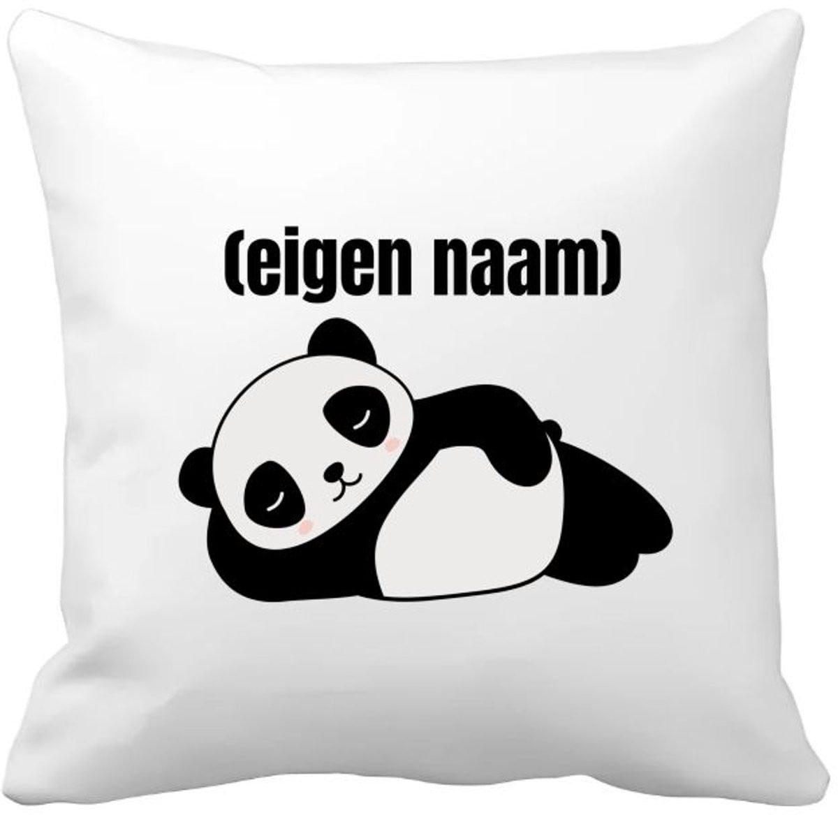 Akyol Kussenhoes met liggende panda en eigen naam - Panda - 40 x 40 cm