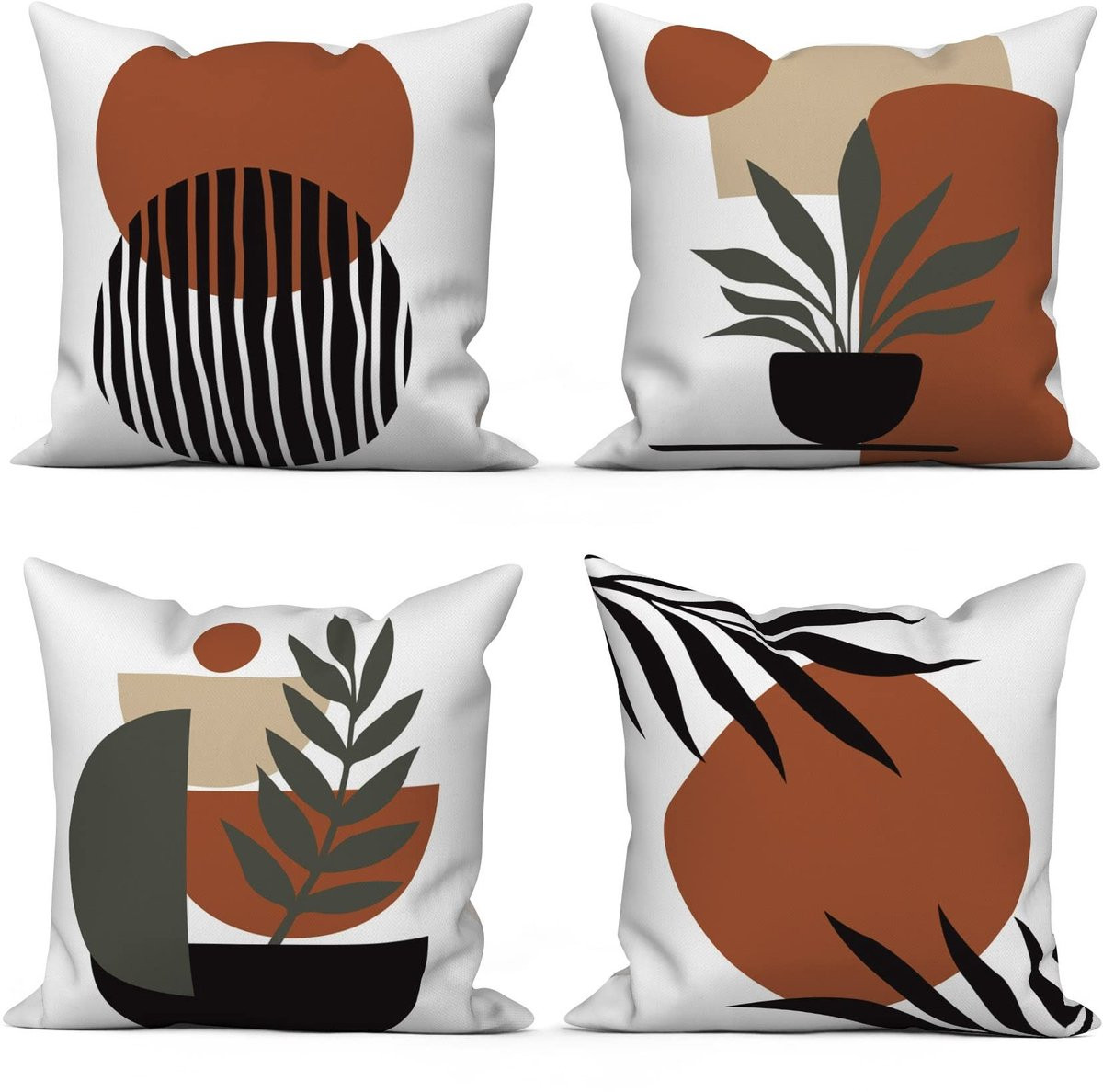 Dailygoods Kussensloop Set van 4 - Modern/Abstract - Zwart/Wit - 40 x 40 cm