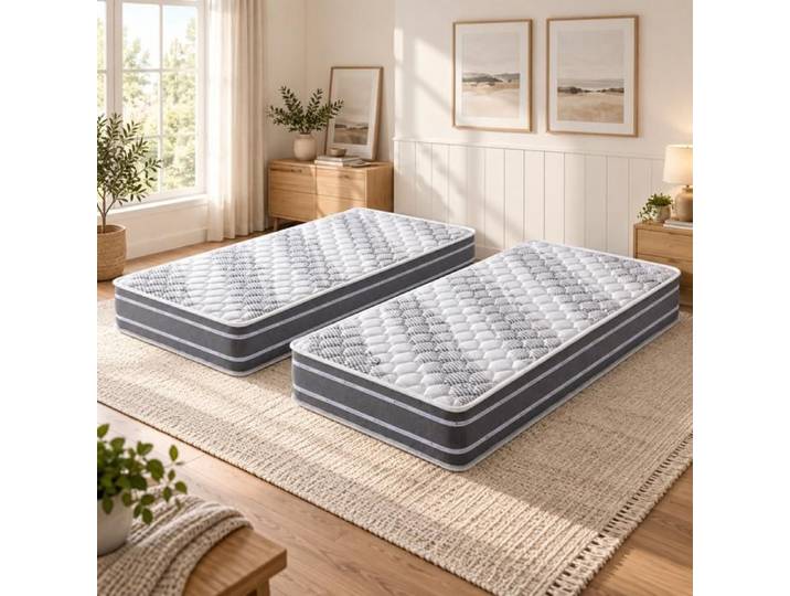 Lot de 2 Matelas 90x190 cm Tissu Maxi Mousse Poli Lattex Indéformable - épaisseur 24 cm - Ferme 2 Protège-matelas Maxi Maxi