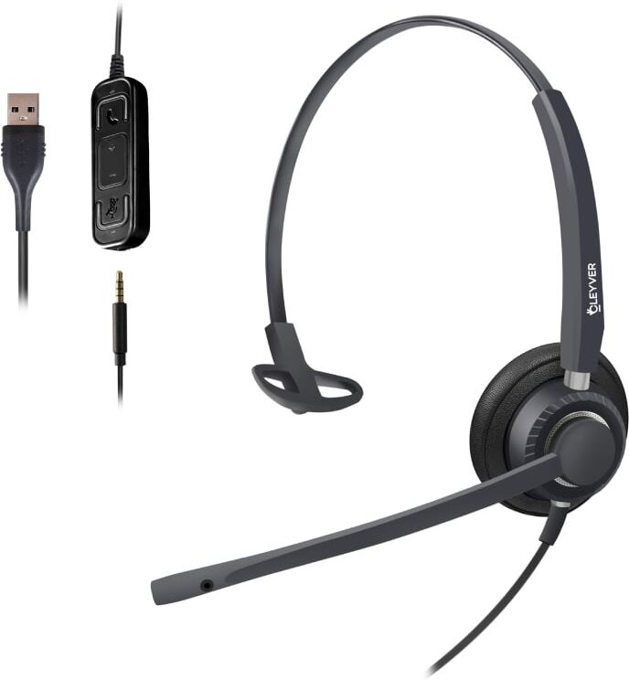 Cleyver - HC60 USB-A - Jack Mono Casque Mono double connexion Jack et USB