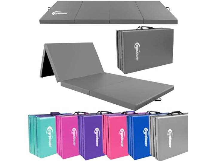 eyepower 180x60 Klappbare Turnmatte für Zuhause - Gymnastikmatte Dicke 5cm - Weichbodenmatte Klappbar - Turnmatte Kinder Outdoor Sport Matratze Sportmatte Klappbar Fitness Matte Pilates Grau-Schwarz