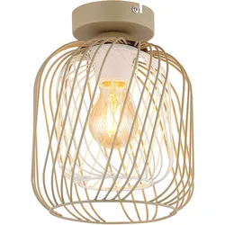LED Deckenlampe Deckenleuchte Wohnzimmerlampe sandfarben Metallgeflecht H 24,5cm