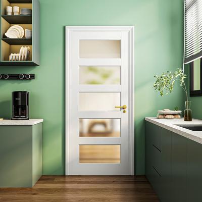 Lirago 5-Lite Preassembled Frosted Glass French Door for Closet Pantry Bedroom Livingroom Study kitchen Barn Doors-Shaker w/o Frame