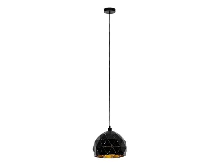 Eglo Suspension Roccaforte\, lampe suspendue 1 flamme\, luminaire en métal noir et doré\, douille E27\, diamètre 30 cm