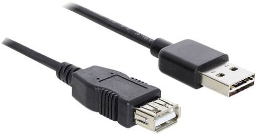 Delock USB-Kabel USB 2.0 USB-A Stecker, USB-A Buchse 1.00m Schwarz beidseitig verwendbarer Stecker, vergoldete Steckkontakte
