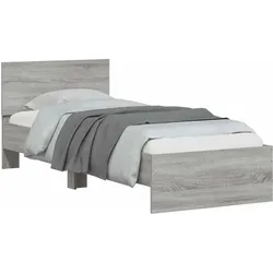 vidaXL, Bett, Bettrahmen Wandmontage mit Kopfteil Graues Sonoma Holzwerkstoff (80 x 200 cm)