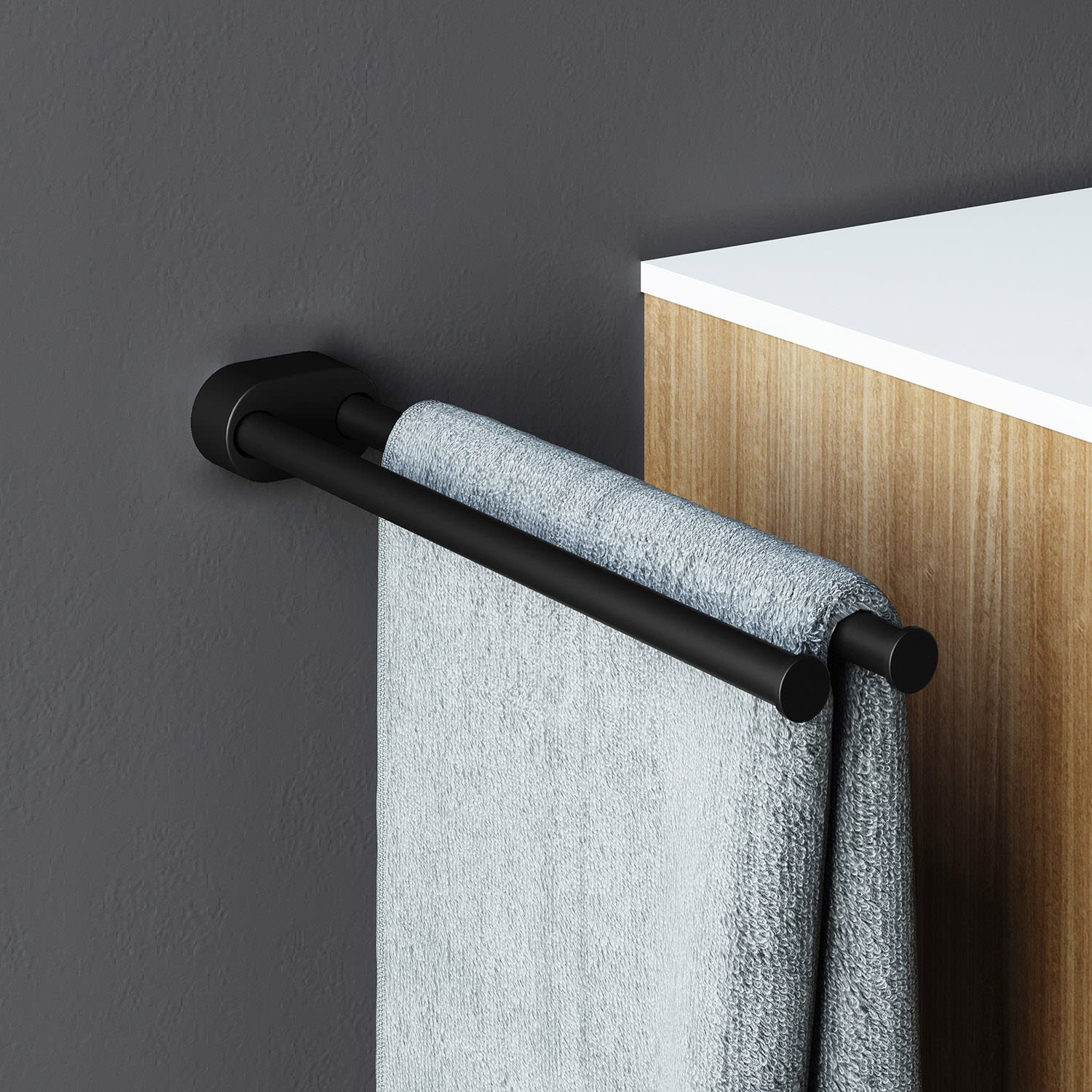 COSMIC Architect S+ Doppelte Handtuchstange schwenkbar, Accessoires, WJC235A0075036, soft black