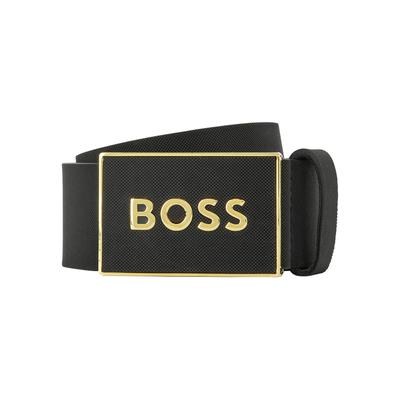 Ledergürtel BOSS "Boss_Icon-S1_Sz40", Herren, Gr. 115, schwarz (schwarz002), Leder, Gürtel Ledergürtel, mit BOSS-Logo-Prägung auf der Koppelschließe