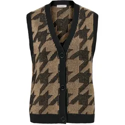 Tchibo - Strickweste mit Hahnentritt-Jacquard - Damen - Gr. L - schwarz/jacquard