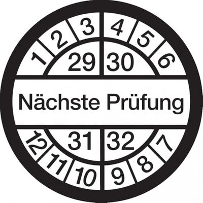König Werbeanlagen Dreifke® Prüfplakette Nächste Prüfung ab 29 weiß/schwarz - 16 mm Folie selbstklebend