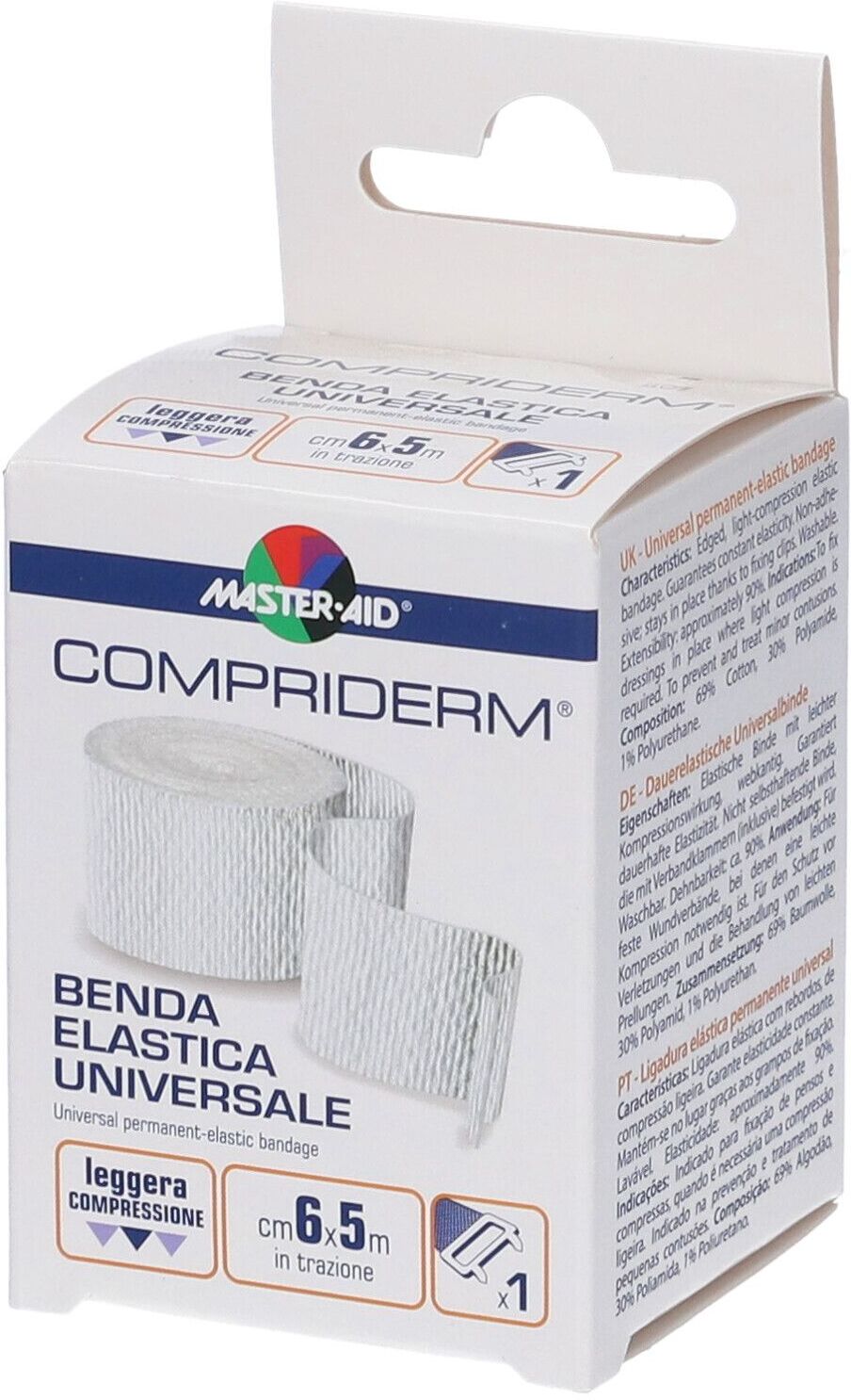 PIETRASANTA PHARMA SpA MasterAid Compriderm Benda Elastica Universale, 6 cm x 5 m