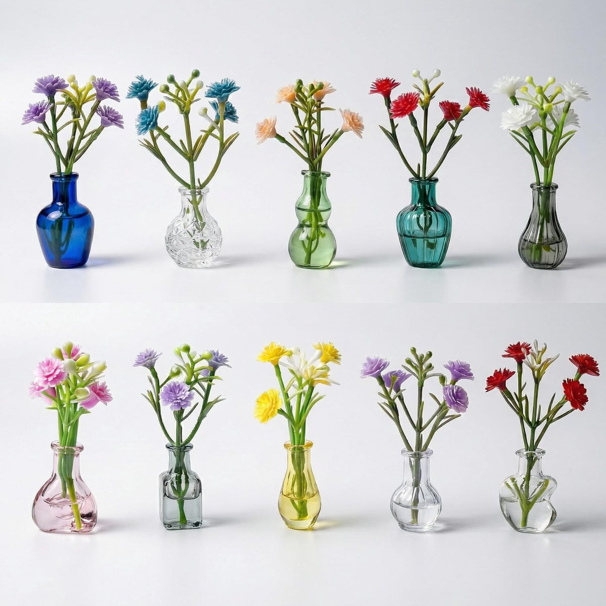 Omgoods Set van 10 Magnetische Mini Glas Vazen voor Decoratie