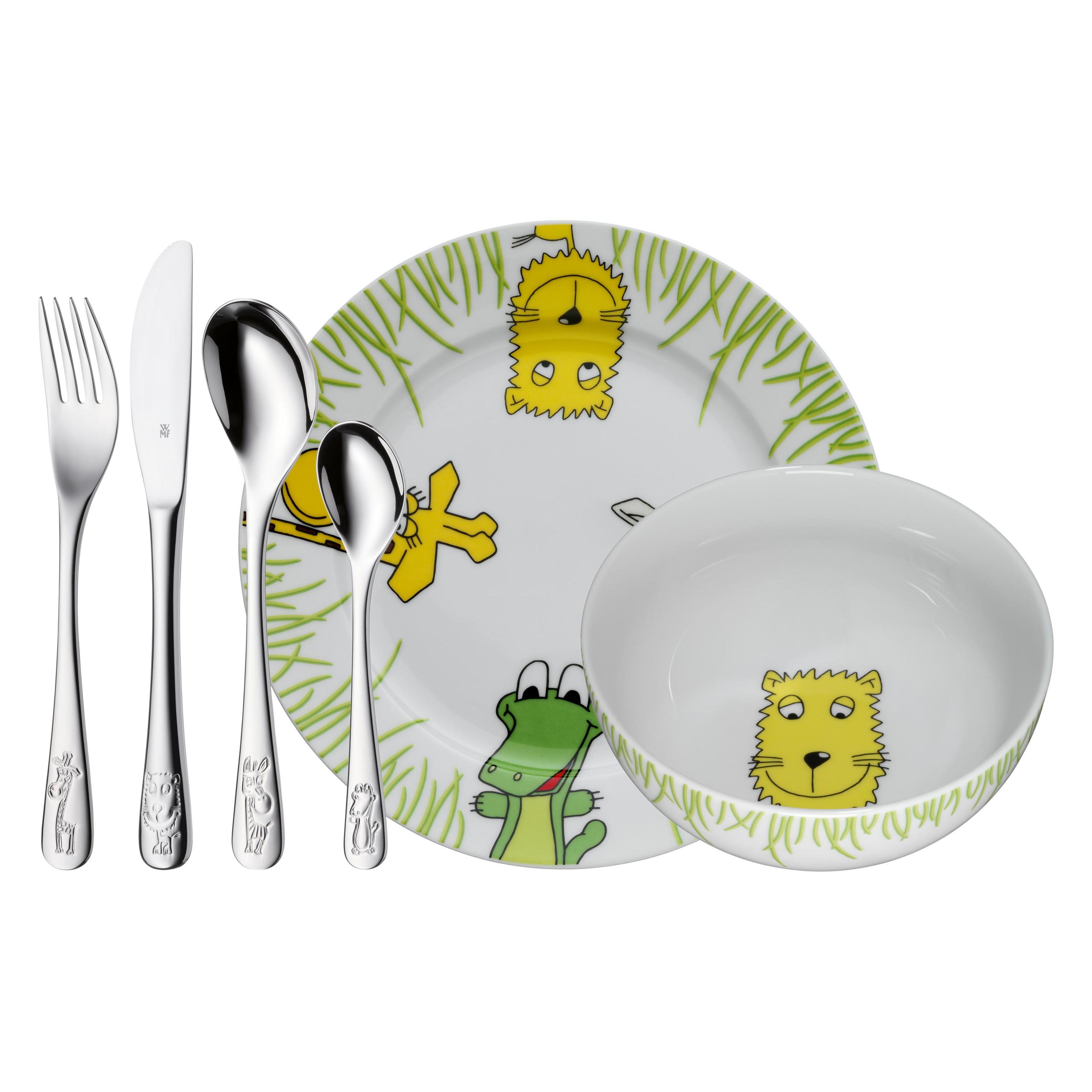 WMF Kindergeschirr Kinderbesteck 6tlg Safari Edelstahl poliert spülmaschinengeeignet (12.8002.9964)