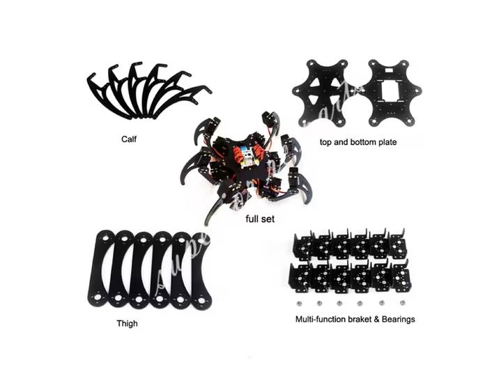 Support d'araignée hexagonale en aluminium 18 DOF, Kit de cadre de Robot à Six 3 pieds DOF avec roulement à billes entièrement pour Kit de bricolage de Robot Programmable