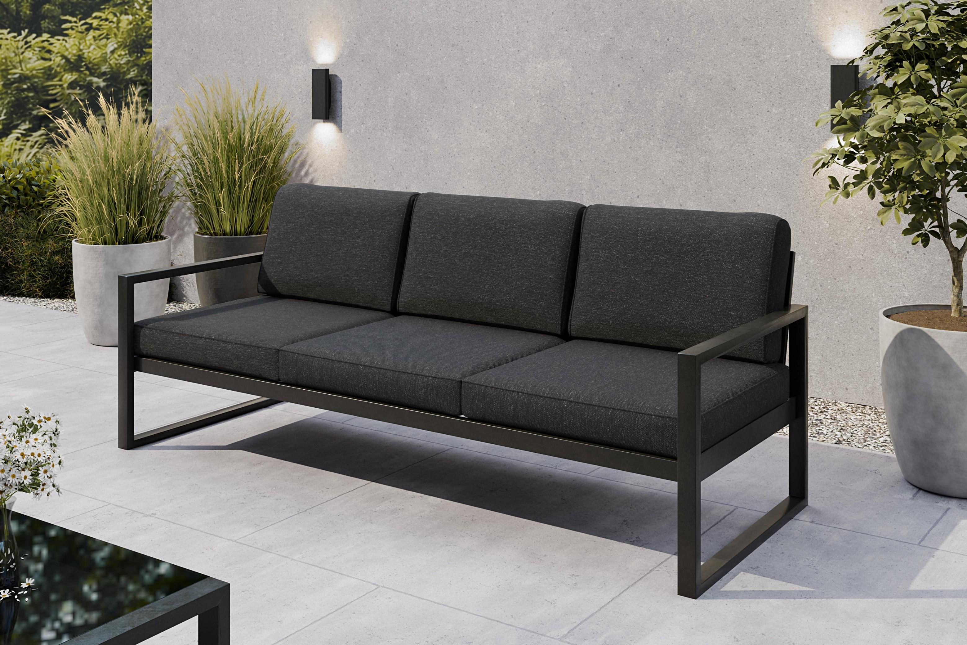 SOLAR 3-Sitzer Garten-Loungesofa - Metallgestell pulverbeschichtet - Komfortsofa mit dicken Polstern S/PD05