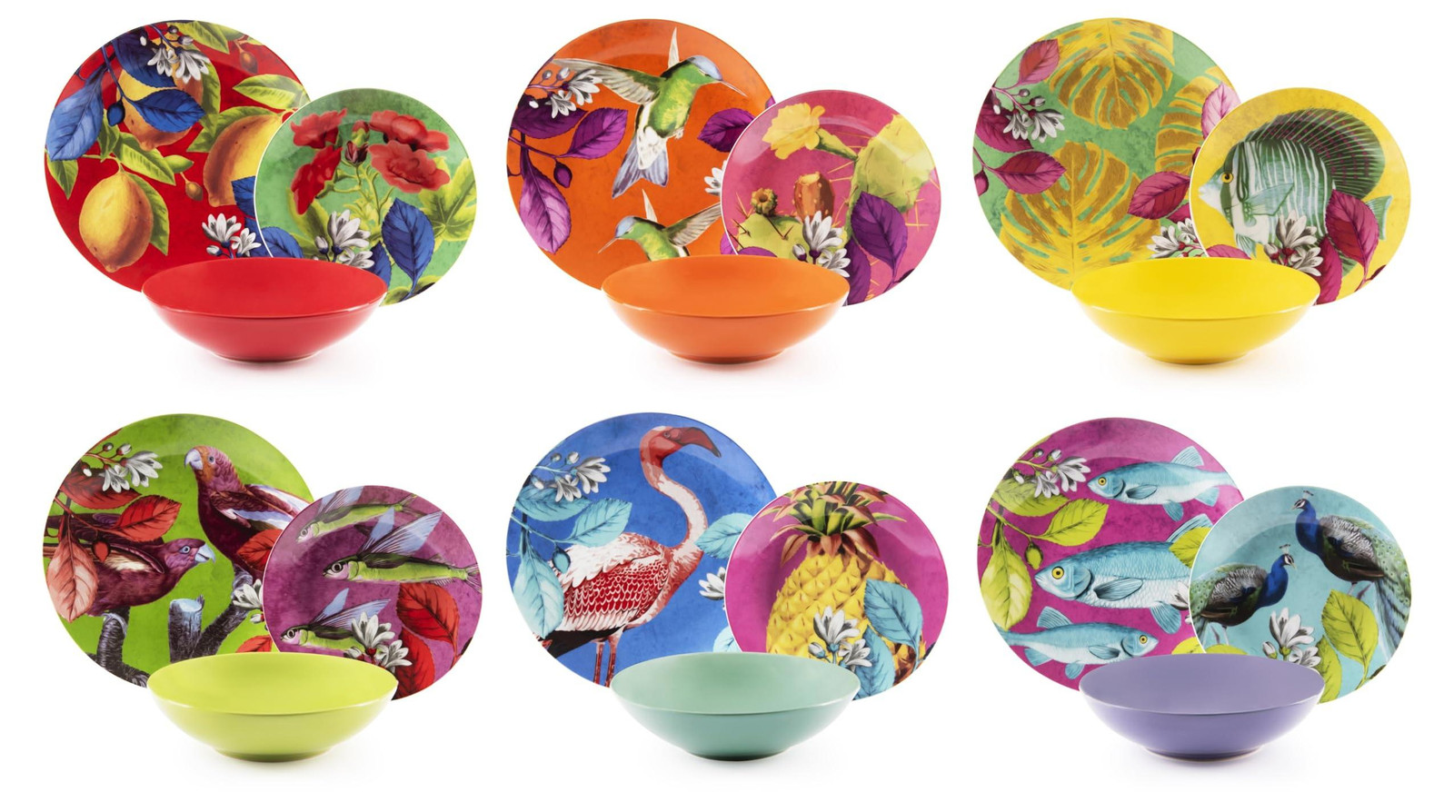 Dripio Servies voor 6 personen, 18-delig porseleinen servies in diverse kleuren