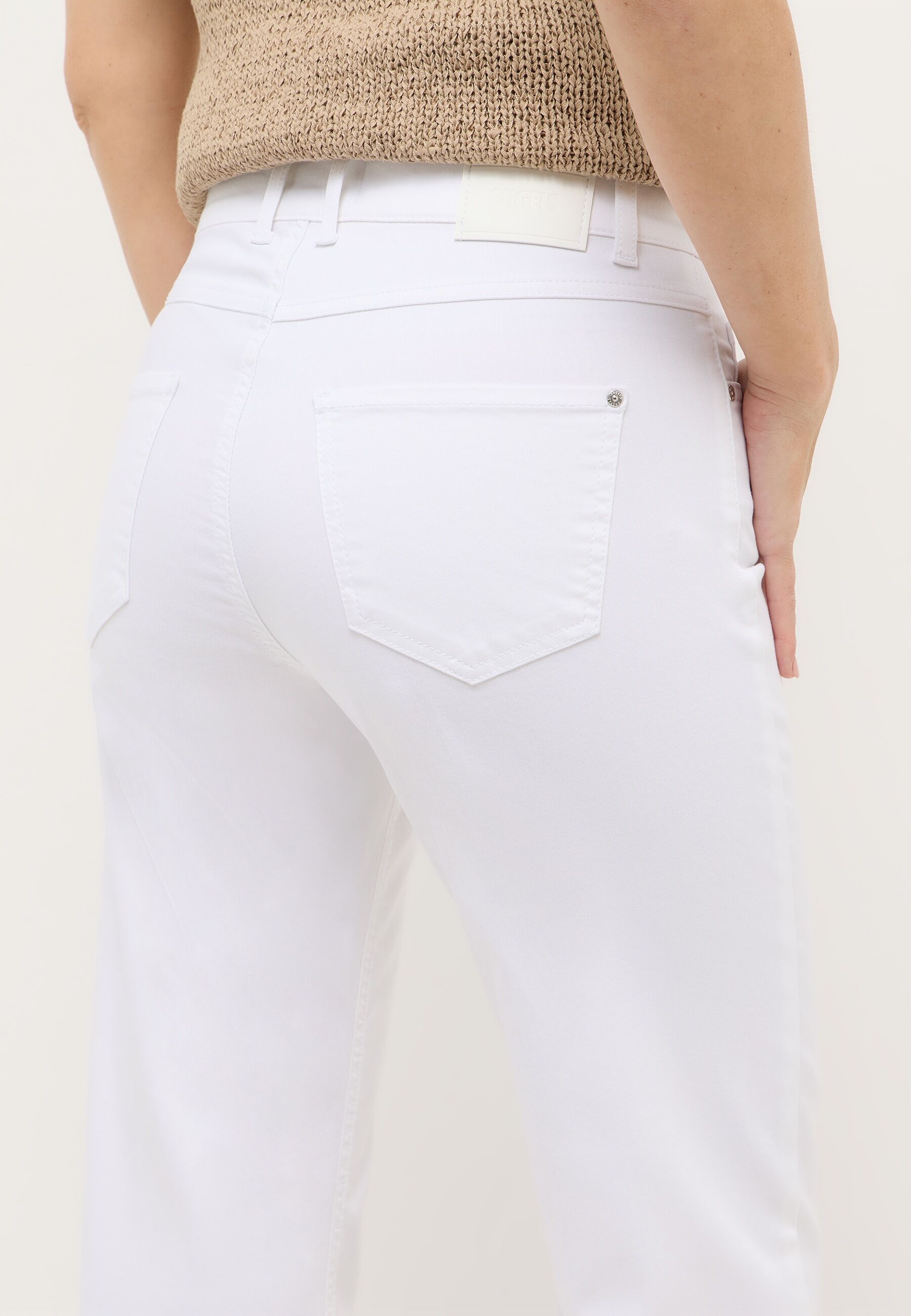 Straight-Jeans ANGELS "Lara", Damen, Gr. 44, Länge 32, weiss (weiß), Denim/Jeans, Obermaterial: 89% Baumwolle, 8% Polyester, 3% Elasthan, Jeans Straight-Jeans, Wide Leg weiß 44, Länge 32