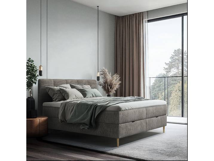 Boxspringbett 160 x 200cm Webstoff Krupa Grau