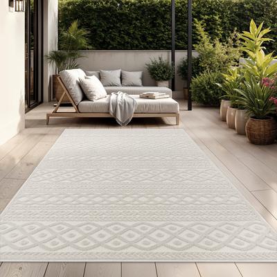 Paco Home Modern Area Rug with Soft High Low Trellis Pattern in Aztec Look in Silver Cream