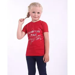 QHP Sportshirt Zora Junior Kinder Rot mit silbernem Aufdruck FS 2022, Größe: 116