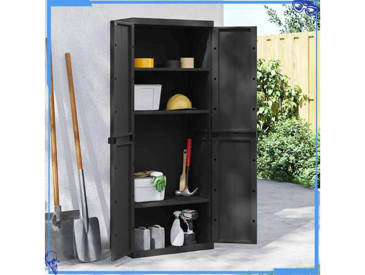 Armoire de rangement d'extérieur - PP - Noir - Design Élégant et Moderne - Complément Parfait à Votre Décoration - Pour Extérieur