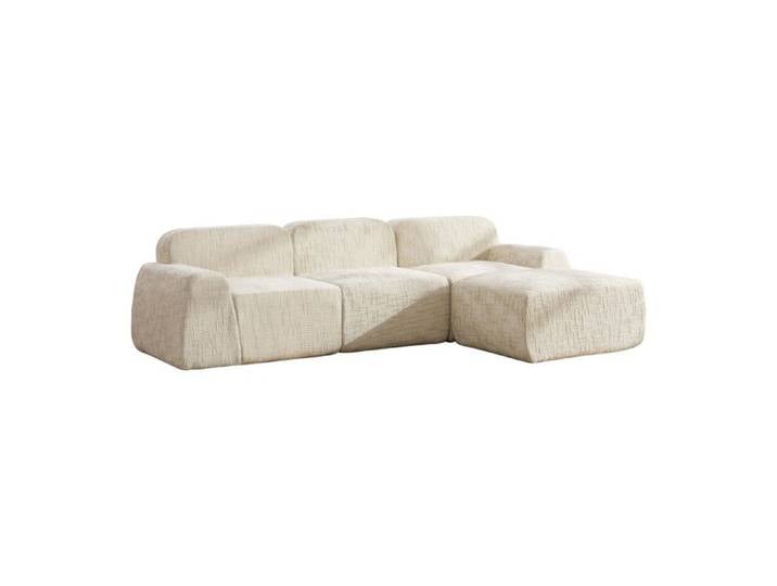 Canapé Compressé 3 places en Chenille Beige Sans Montage - Canapé d'angle avec Base Antidérapante - Rempli de Mousse HR - Chic