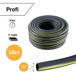 Stabilo Sanitär Gartenschlauch Grau 1/2 Zoll 50 m 3-lagig verstärkt knickfest `Profi`