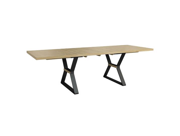 Esstisch, Eiche/Schwarz, 260x94 cm, Holzfaserplatte & Metall, Modern