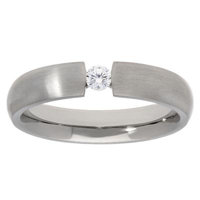 Fingerring TITANIA "Titanring" Gr. 58, silber (titanfarben), Fingerringe, Damen, 58 (18.5), Titan, Fingerring, mit Zirkonia