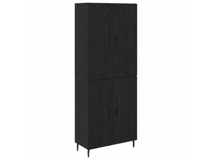 HGFDVCMR Highboard 2-teilig Schwarz Eichen-Optik Holzwerkstoff Glas 180cm Zweiteiliger Vitrinenschrank im eleganten Eichen-Look mit Glastüren für Ihr Wohnzimmer oder Esszimmer, belastbar bis 120 kg.