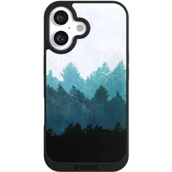 Nivocase Handyhülle für Apple iPhone 16 Hülle NIVOpure Case Schwarz Abstrakt Baum Wald (Apple iPhone 16), Smartphone Hülle, Schwarz