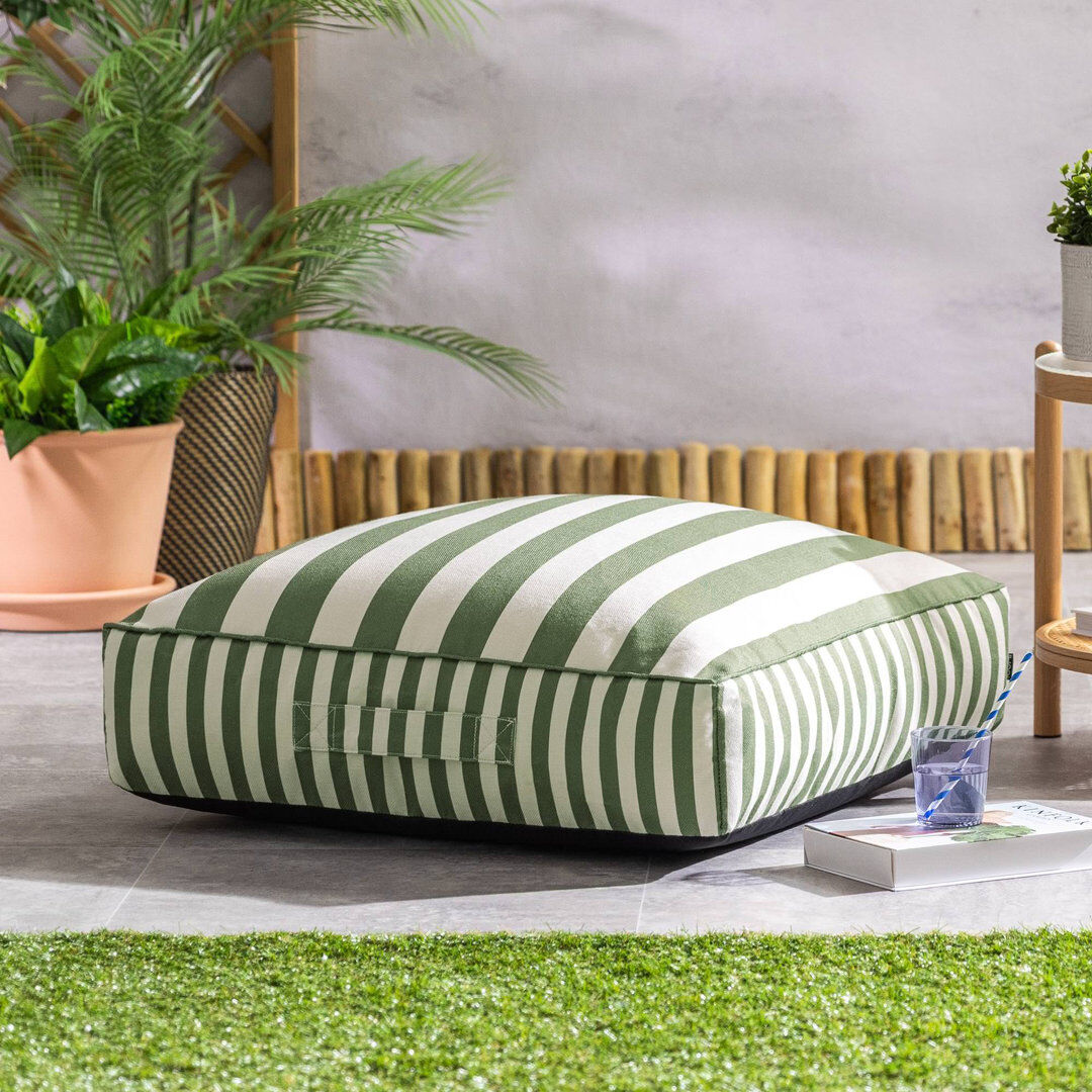 17 Stories icon Solus Woven Bean Bag Footstool, Olive Green Stripe