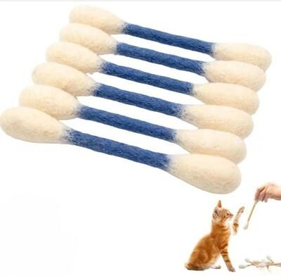 Inspired Finds Oversized Catnip Cotton Swab Kicker Toy For Chewing, Kicking & Dental Play blue