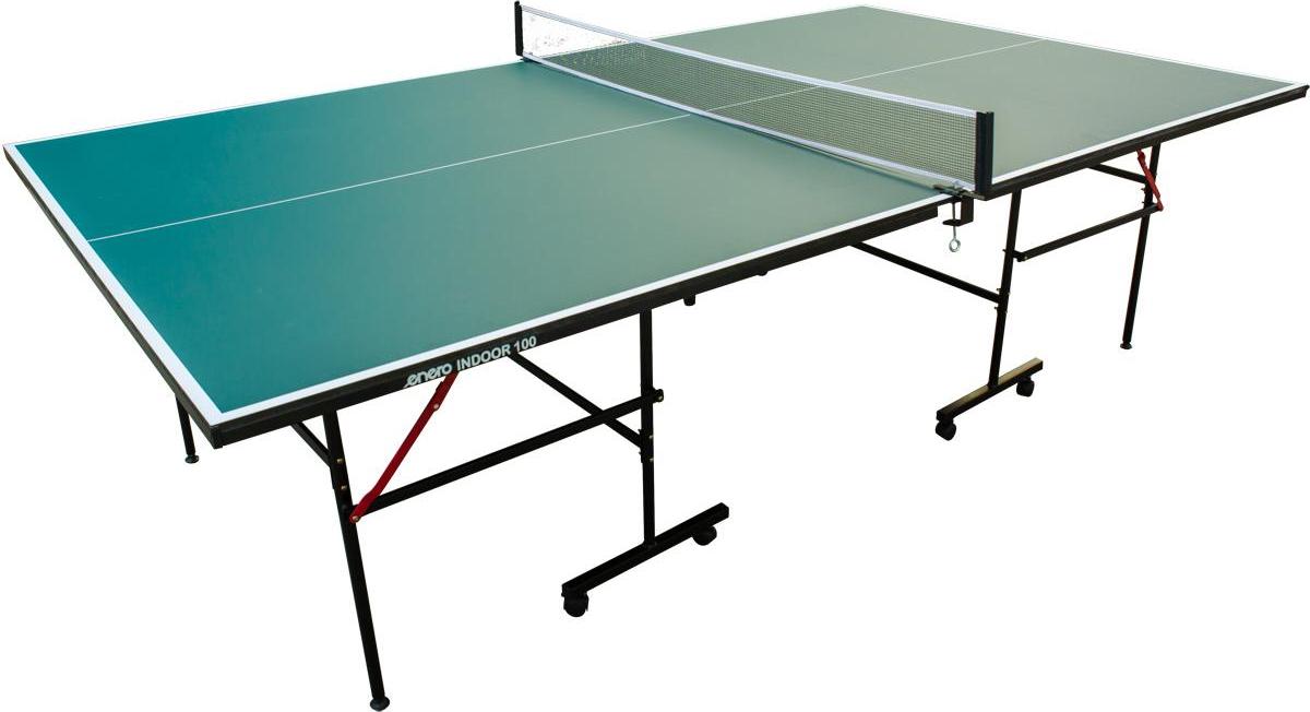 Tischtennisplatte Enero Indoor 100 Grün - klappbarer Indoor-Tisch, 12 mm MDF-Platte, fahrbar mit 8 Rollen, höhenverstellbar, stabiler Stahlrahmen, Freizeit-Tischtennistisch mit Netz für Einsteiger und Familie