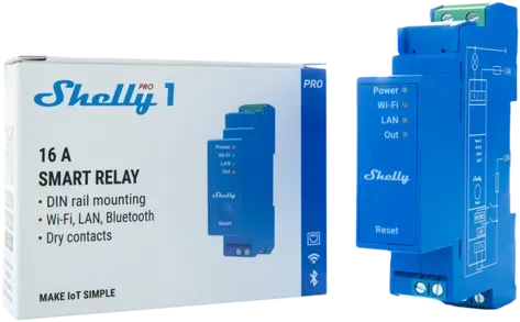 Shelly Pro 1, DIN-Schienen-Schaltmodul, WiFi, LAN