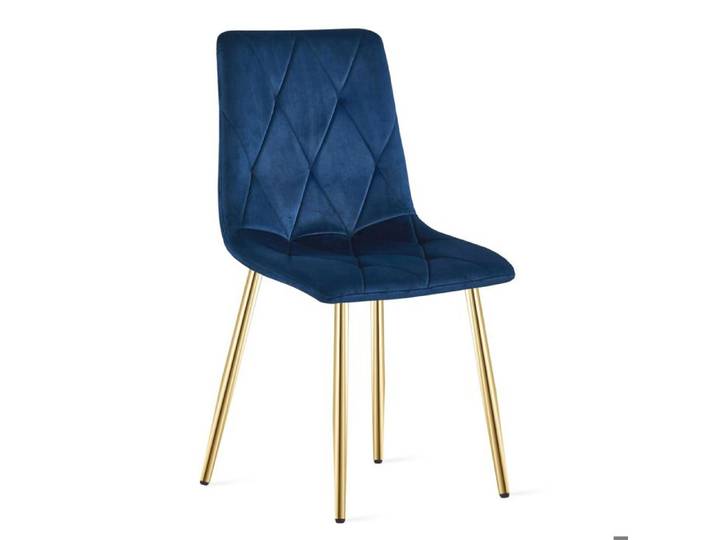 Chaise Libra en velours bleu nuit avec pieds dorés - Réf. VK8681847482840