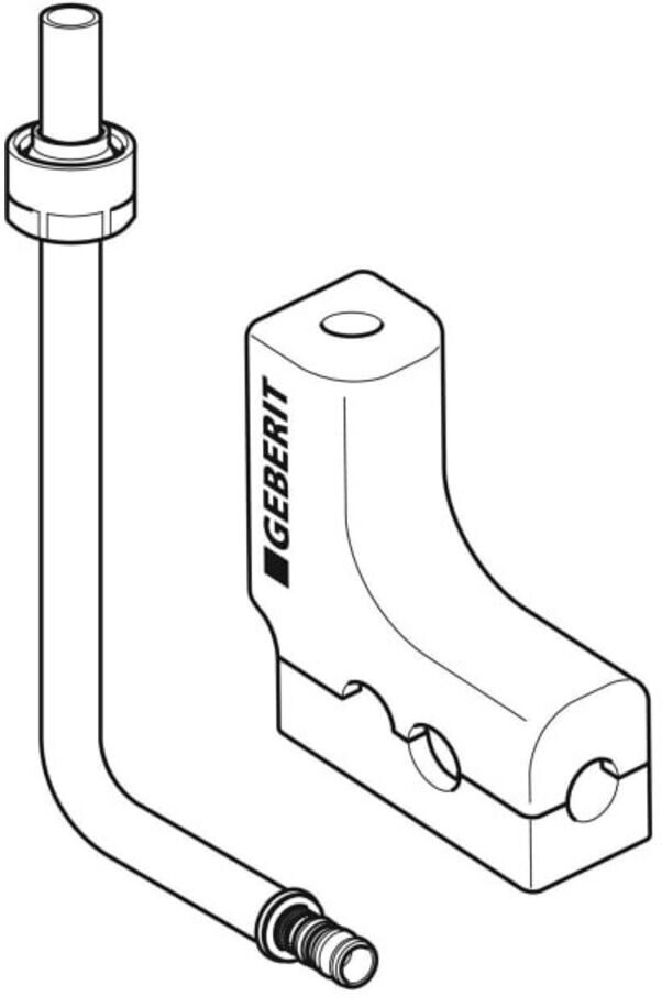 Geberit Metallrohr-Anschlussbogen Mepla d 16x15mm, 90G, 30cm, m A.-Vsb u Box (611250227)