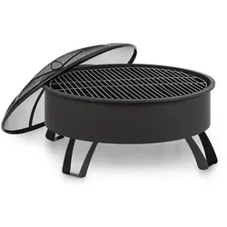 Blumfeldt Oreos 2-in-1-Feuerschale Ø75cm Funkenschutz Ø68cm Grill Stahl schwarz Schwarz
