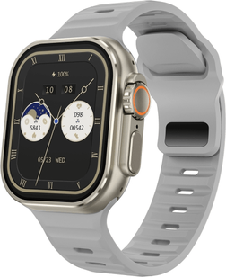 CaseAndConnect IW9 Ultra AMOLED Bluetooth Calling Smartwatch With Health Monitoring And NFC grey Gold