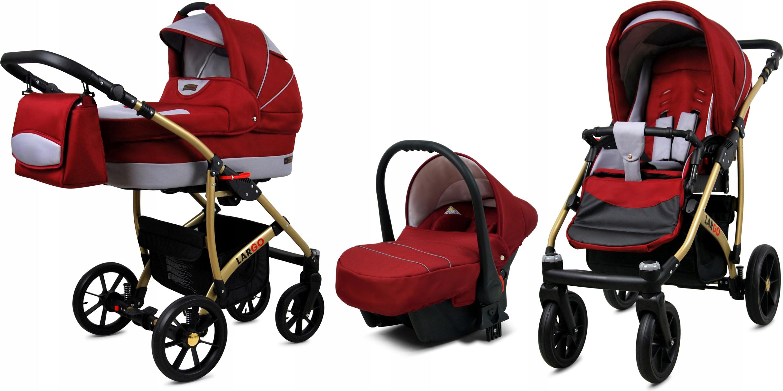 BabyLux Largo | 3in1 Kinderwagen Set | Chili Silver | Kombikinderwagen | Kinderwagenset | Buggy