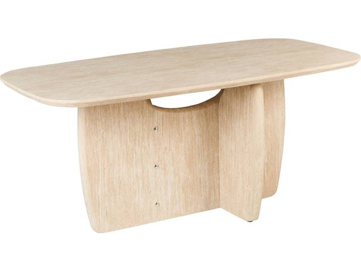 BELIANI Esstisch Hellbraun MDF Travertinoptik 180 x 90 cm Rechteckig Breites Tischbein Minimalistisch Esszimmermöbel