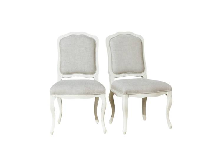 Lot de 2 chaises style romantique en hévéa et lin premium lin