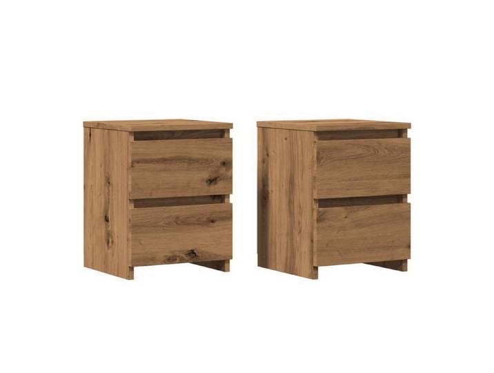 LuxusKollektion Nachttisch Nachttisch Holzwerkstoff Eiche Handwerklich 2 Schubladen (1-St)