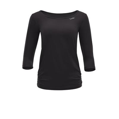 3/4-Arm-Shirt WINSHAPE "AET139LS", Damen, Gr. S, schwarz, 85% Polyester, 15% Elasthan, Rückenausschnitt, Shirts 3/4-Arm-Shirt, Functional Light and Soft