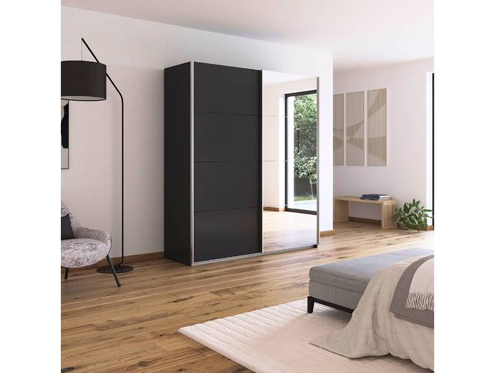 Armoire - Miroir 181cm Gris/Gris métallisé