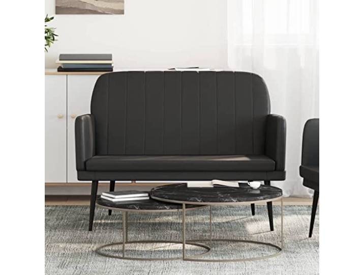 TEKGHUT Sitzbank Schwarz 107x80x81 cm Kunstleder mit Metallgestell Kunstlederbezug, schmutzabweisend, Metallgestell, Montageanleitung inklusive, pflegeleichte Oberfläche