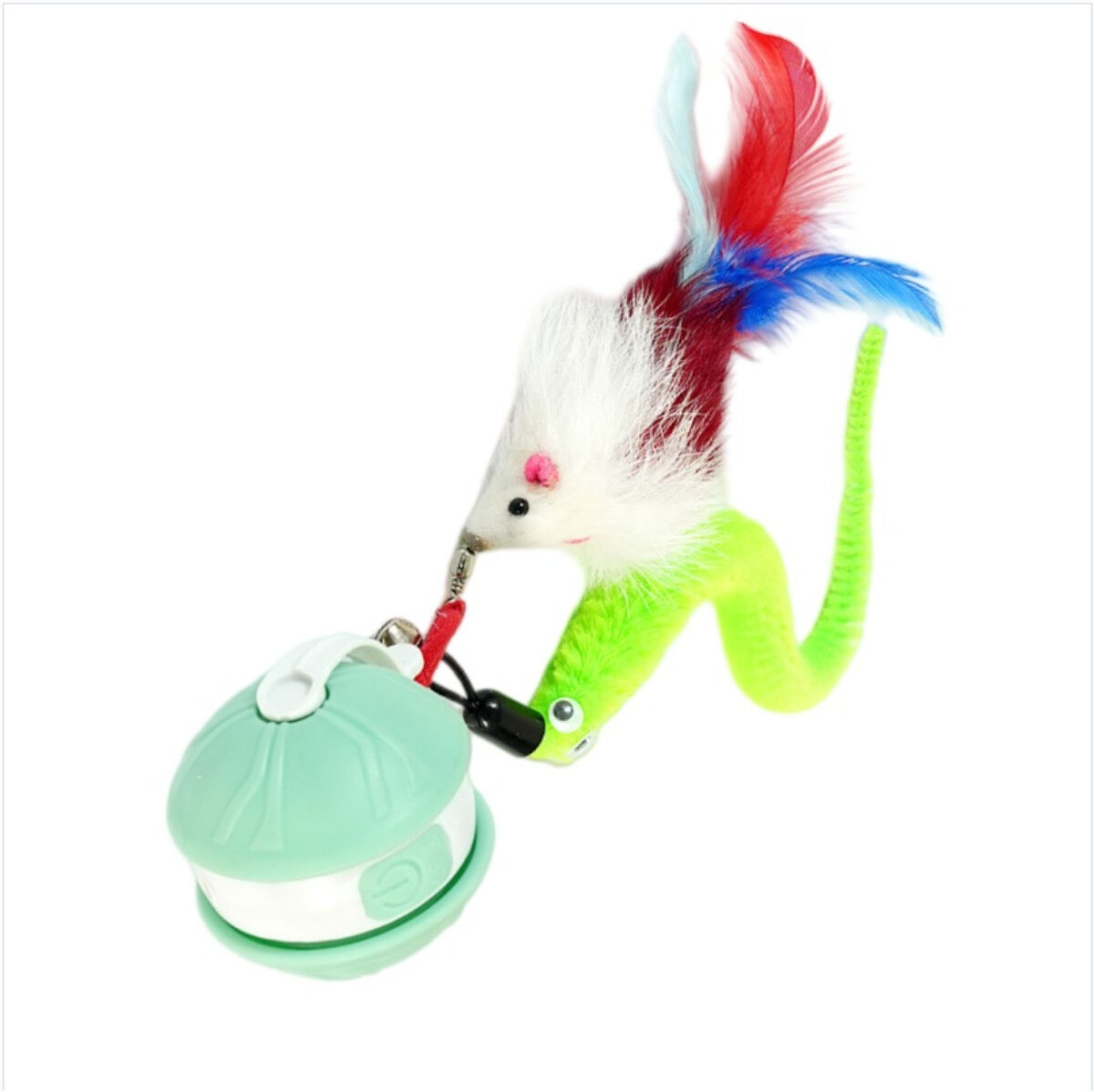 INF Balle interactive auto-animée pour chat – Jouet rechargeable USB-C avec activation par mouvement Vert