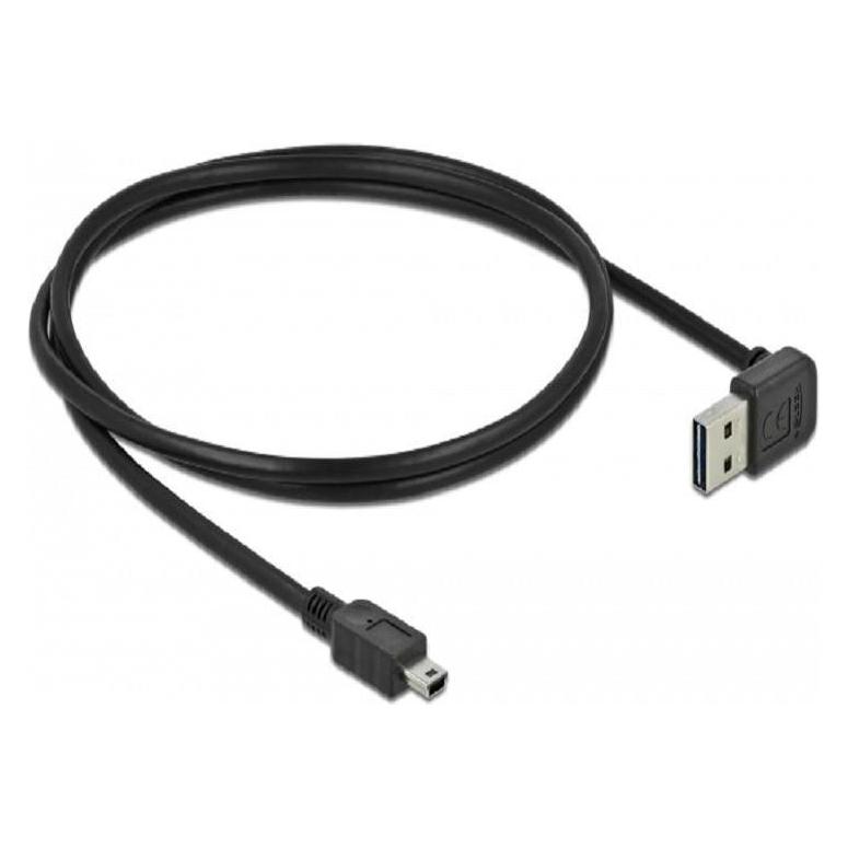Delock USB2.0-Kabel Easy A-MiniB: 1m, schwarz (1 m, USB 2.0) (83543)